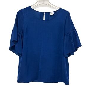 CAbi Royal Blue Ruffle Sleeve Blouse